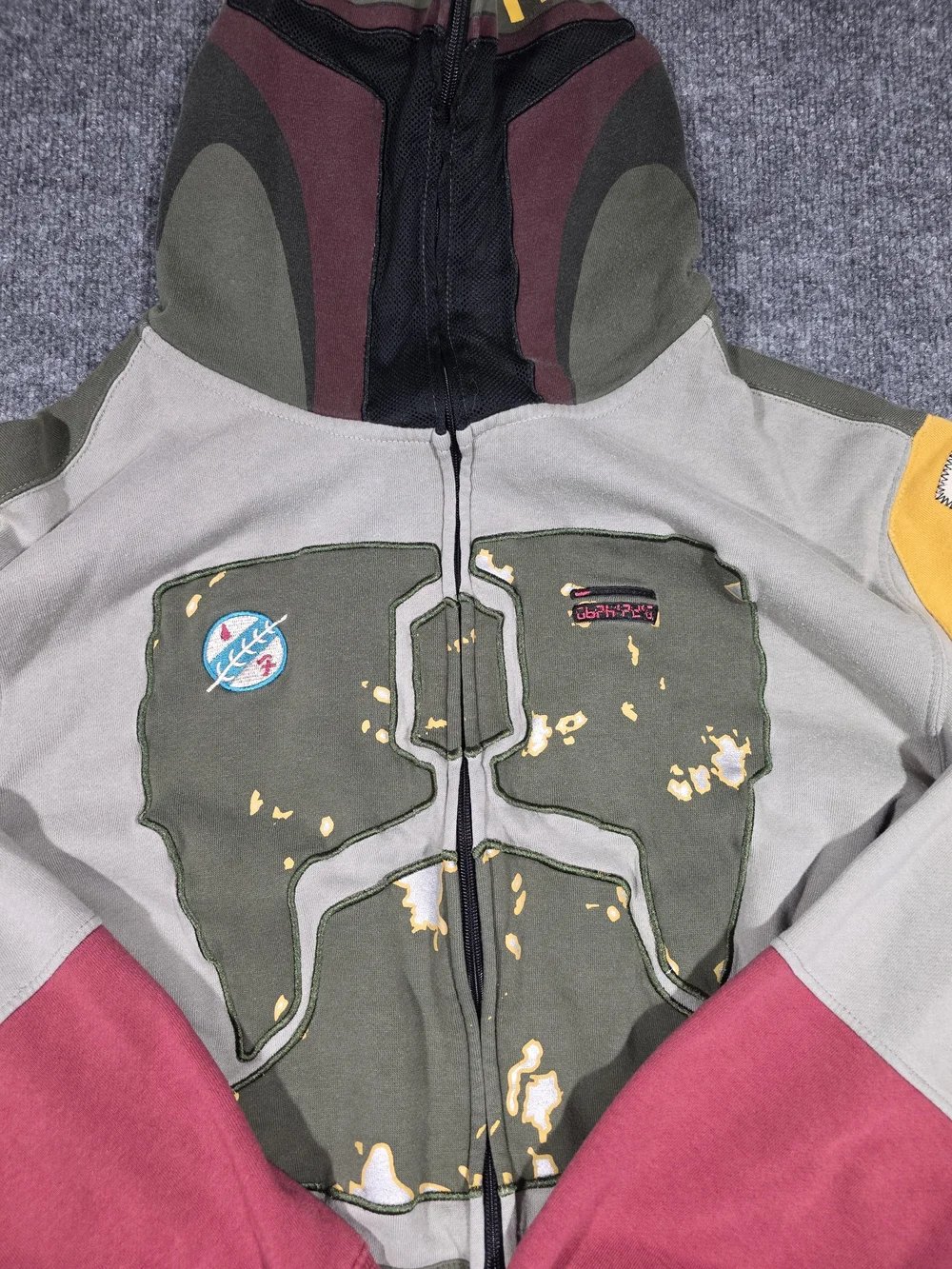 Official Star Wars Boba Fett Full Zip Costume Mask Hoodie Jacket Mens 2XL